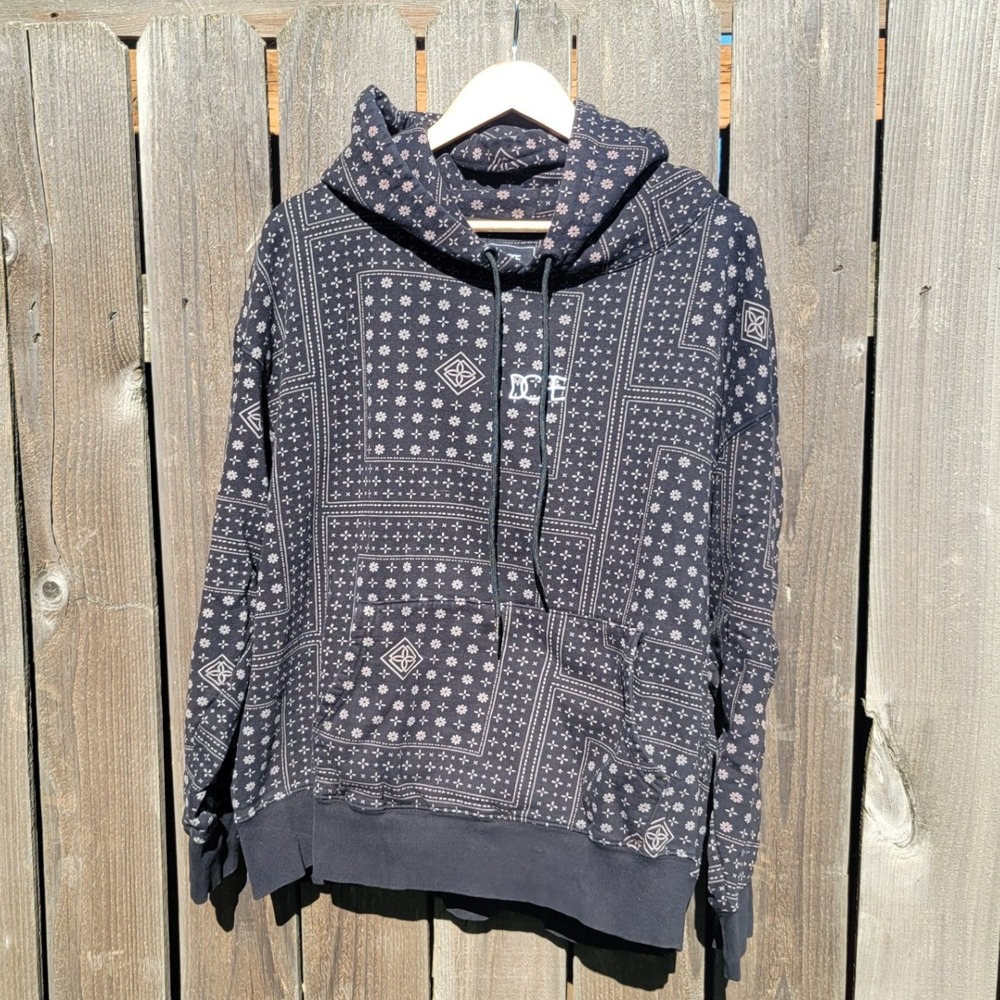 Dope Couture Mens XXXL Black‎ Bandana Paisley Print Hoodie Y2K Streetwear Skater